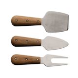 Sagaform - Oval Oak - zestaw do sera: nóż, widelec, łopatka