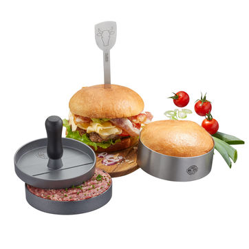 Gefu - BBQ - zestaw do hamburgerów - prasa, forma i szpikulec
