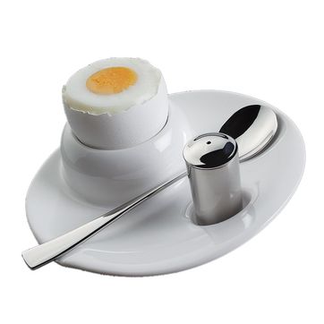 Cilio - porcelanowa podstawka do jajek, solniczka i łyżeczka - średnica: 12 cm