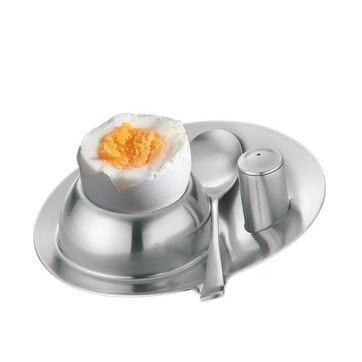 Cilio - stalowa podstawka do jajek, solniczka i łyżeczka - średnica: 12 cm