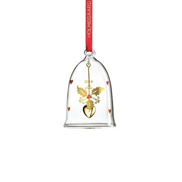 Holmegaard - Christmas - zawieszka dzwonek - wysokość: 8 cm; ostrokrzew