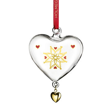 Holmegaard - Christmas - zawieszka serce - wysokość: 8 cm; słomiana gwiazda