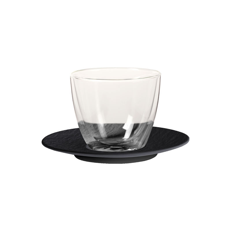 Villeroy & Boch - Manufacture Rock - szklanka do kawy z mlekiem ze spodkiem - pojemność: 0,42 l; podwójne ścianki